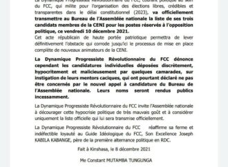 RDC-CENI: le groupe de Constant Mutamba va transmettre ce vendredi à l’Assemblée nationale la liste de ses 3 candidats pour les postes réservés à l’opposition