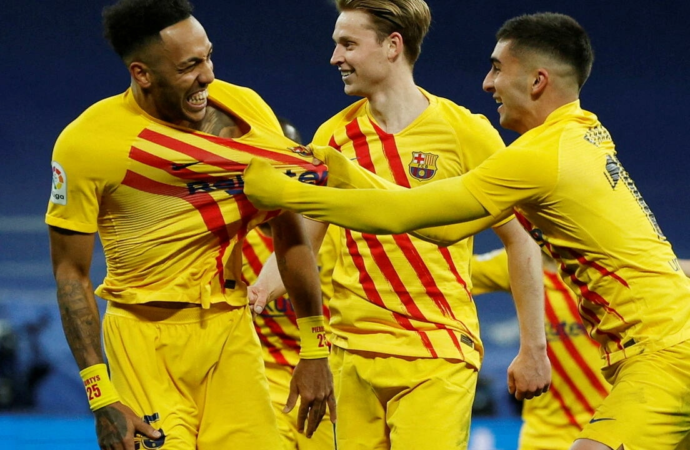 Liga: porté par le Gabonais Pierre-Emerick Aubameyang, le FC Barcelone humilie le Real à Santiago Bernabéu